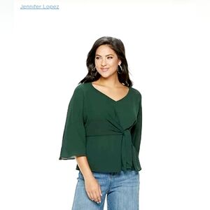 Jennifer Lopez Dark Green Wrap Front Blouse